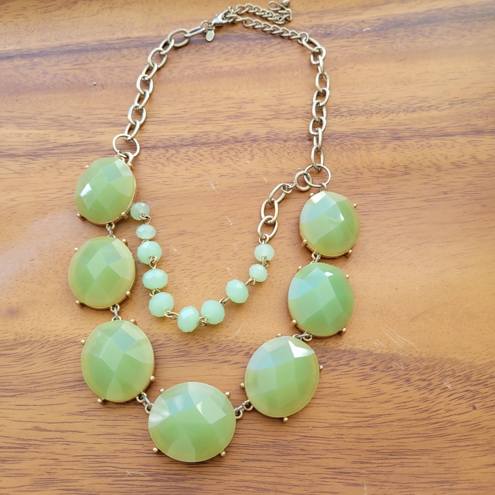 Faceted Tiered Green Necklace Converts to Bracelet & Necklace Set Formal Prom